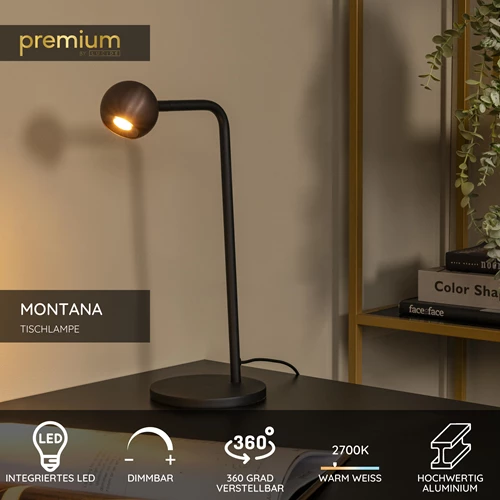 Lucide MONTANA - Tischlampe - LED Dim. - 1x5W 2700K - Kaffee | Premium - USP